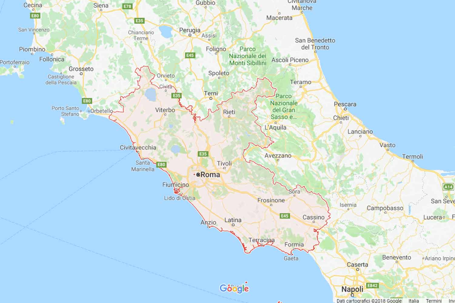 Lazio - Roma - Fonte Nuova Preventivi Veloci google maps