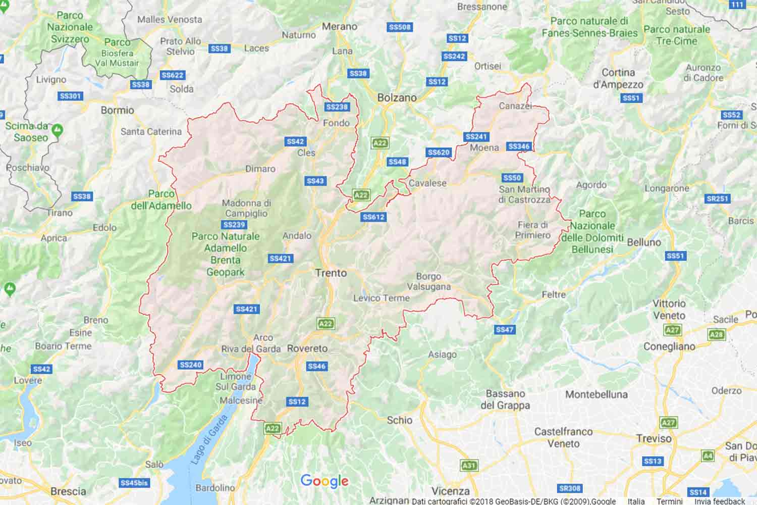 Trentino - Trento - Pieve Tesino Preventivi Veloci google maps