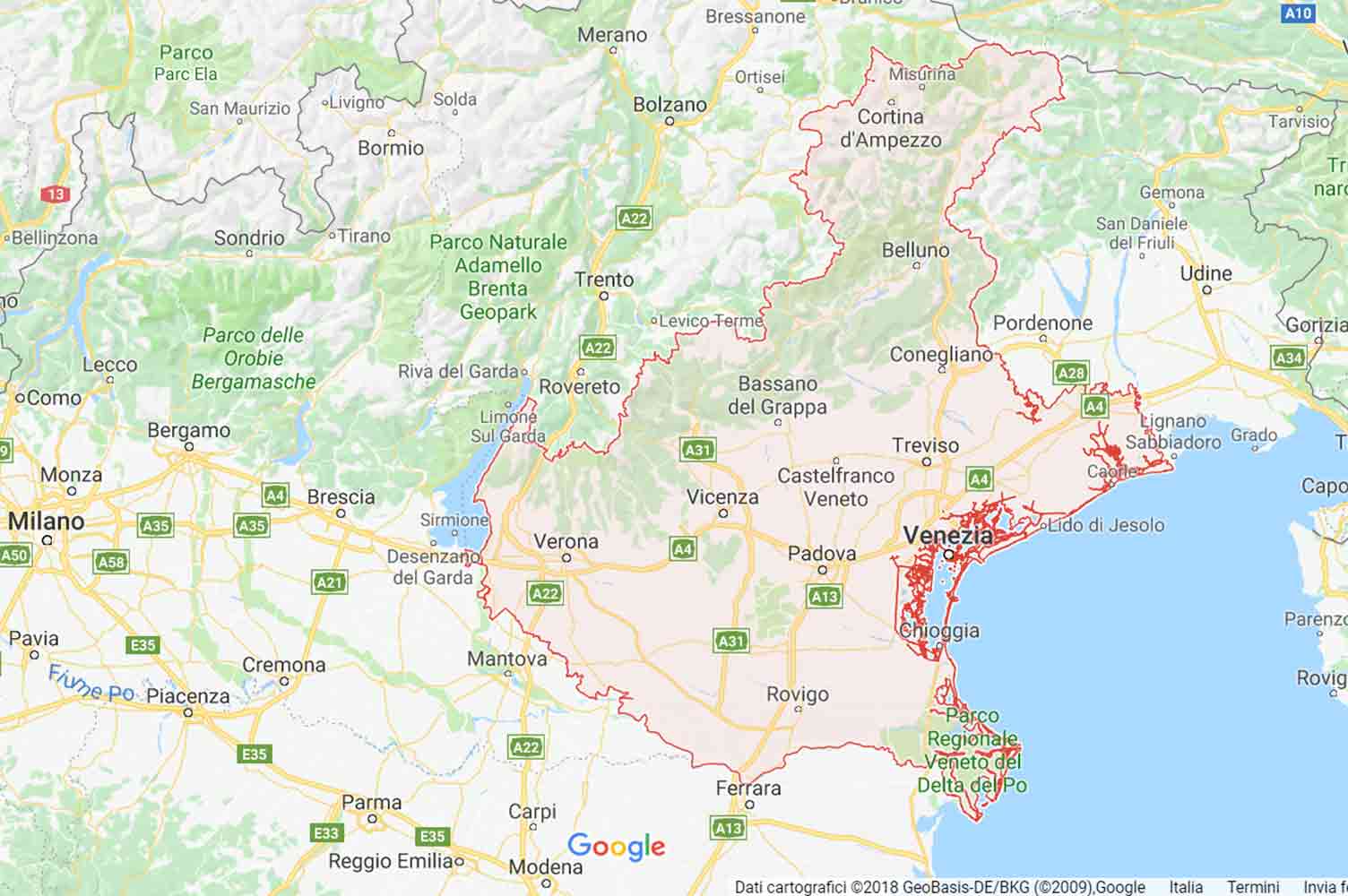 Veneto - Padova - Pozzonovo Preventivi Veloci google maps